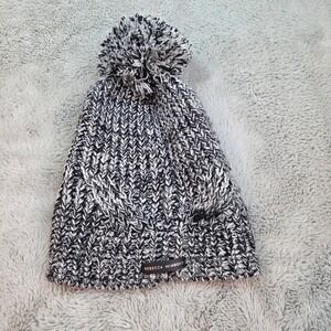 Rebecca Minkoff Beanie Women OS Black White Excellent Marled Knit Pom Pom Hat